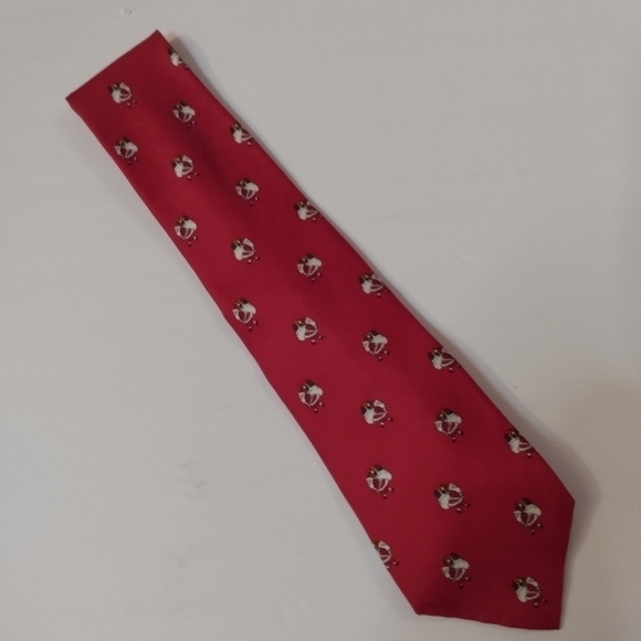 John Henry Vintage Santa Novelty 100% Silk Tie, Red Pre-owned - Picture 1 of 5